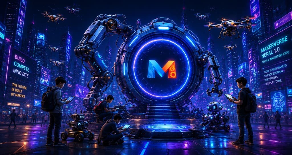 MAKERVERSE Nepal 1.0 — makers, robots, and a neon city portal